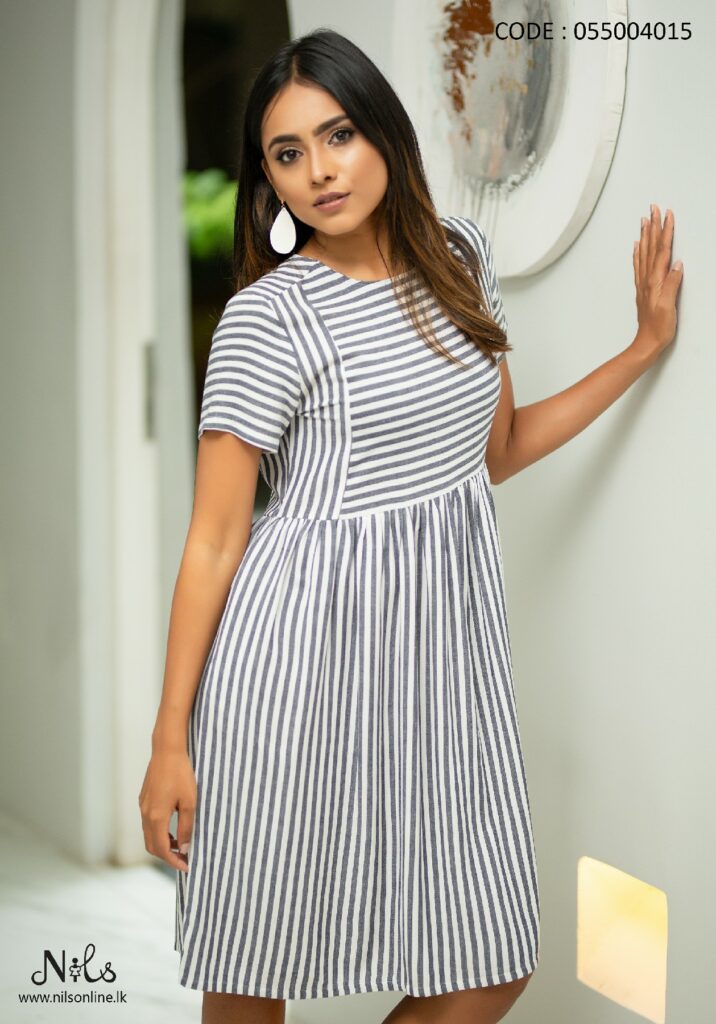 STRIPE CASUAL SHORT DRESS